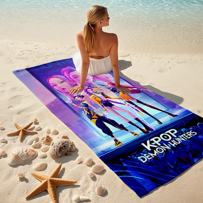 Kpop Demon Hunters Rumi Soft Beach Towel Outdoor Vacation Beach Towel Outdoor Absorbent Bath Towel Blanket Beach Towel Portable For Travel Outdoor Cam