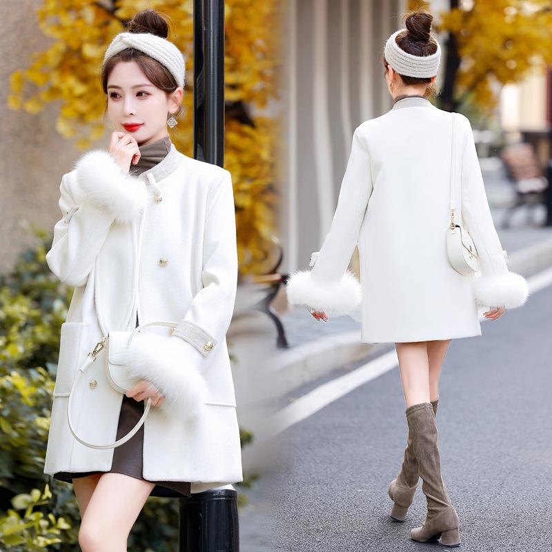 

Женский пуховик средней длины с манжетами из лисьего меха - Тепло для осени/зимы (LM9968) XXL (130-140 jin) грязно-белый