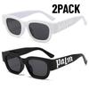 2PACK Vintage Small Frame Rectangular Goggles Women Hip Hop Punk Sun Eyeglasses Men Bar Party Eyeglasses Premium Design Glasses De Sol