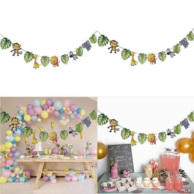 2 X Cartoon Animal Paper Banner Garland for Kids Party Outdoor 2.73 Yard