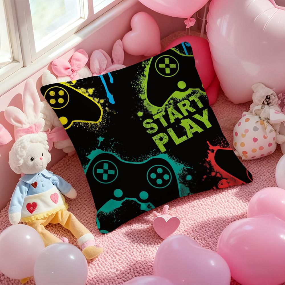 Hot Colorful Game Gamepad Pillow Case Soft Plush Fabric Double-Sided Printed Cushion Cover Warm Winter Sofa Pillow Case