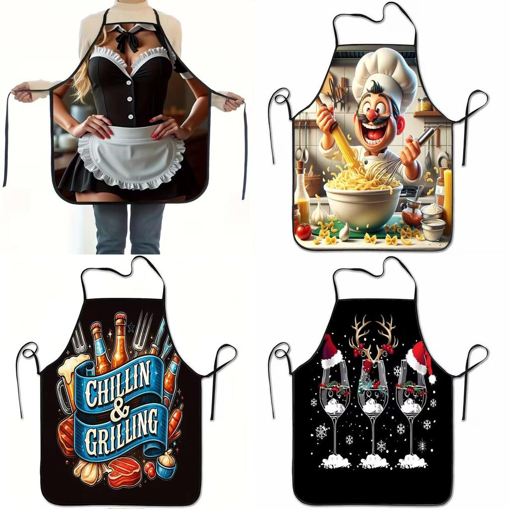 Modern Minimalist Polyester Apron With Geometric Abstract Pattern For Home Cooking And Kitchen Use