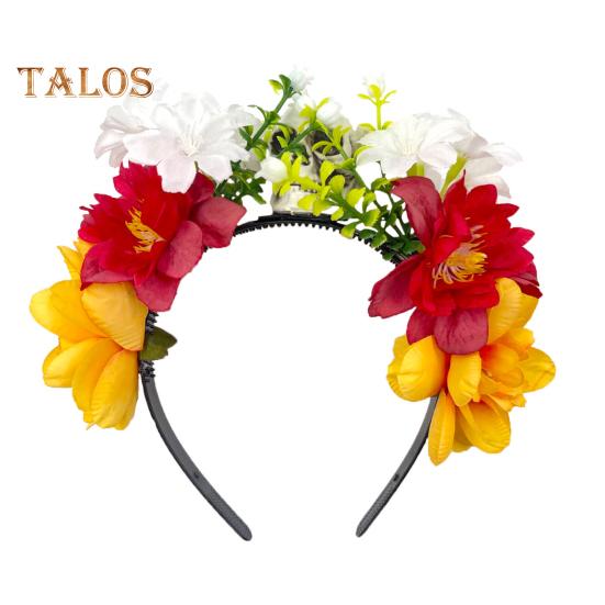 

Повязка на голову с изображением черепа и цветка для женщин, готический обруч для волос на Хэллоуин с имитацией розы, легкая повязка на голову в темном стиле для костюмированной вечеринки на Хэллоуин красный