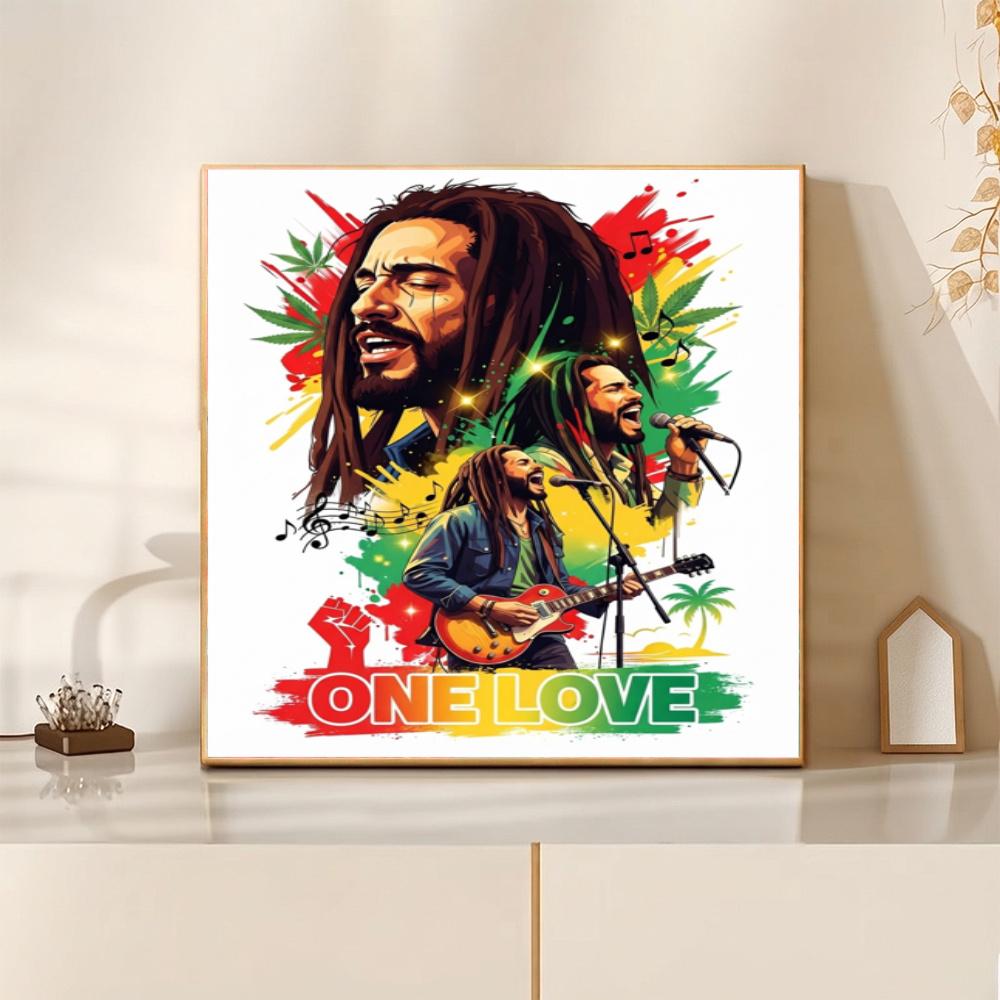 Bob Marley Reggae 5D Diy Diamond Paintings Mosaic Wall Round Diamond Art Painting Kits Embroidery Crystal Accessories Frameless