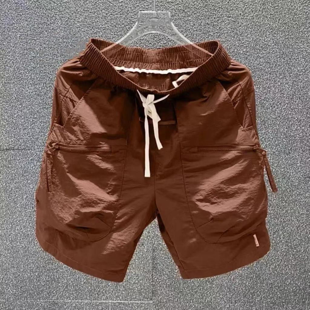 Men's Summer Lightweight Work Shorts Casual Cropped Pants Quick-Dry Outerwear with Pockets Zipper