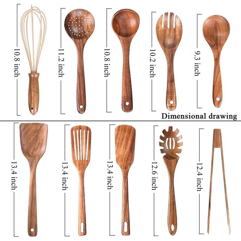 Best Wooden Spoons for Cooking Acacia Wooden Kitchen Utensils Set Smooth Non Toxic Wood Cooking Spatula Turner Serving Spoon