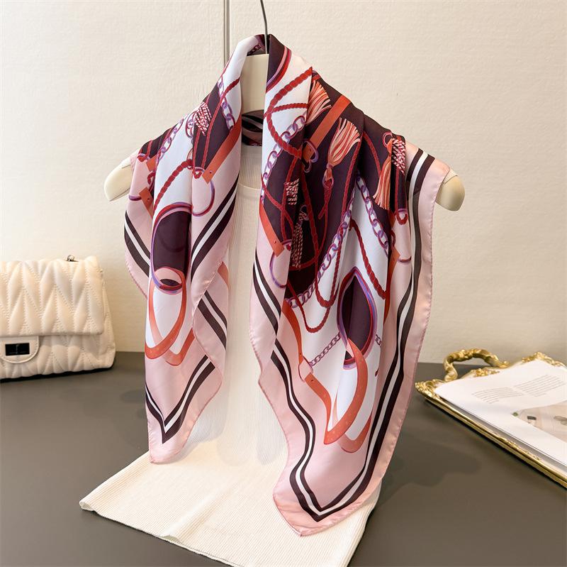 New Paisley Print Silk Scarf For Women Square Hijab Soft Neck Tie Female Fashion Decoration Silk Headscarf 70*70Cm Kerchief