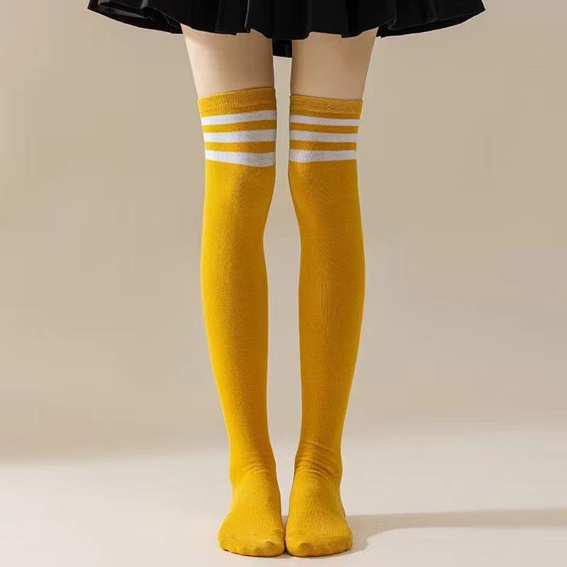 Thigh High Socks For Women Goth Cute Kawaii Striped Over The Knee Socks Cotton Long Tall Knee High Stockings
