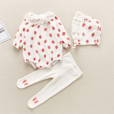 Joy Multi Strawberry Cock Cock New Body Suit + Hat + Tights Set Size 80, Korea Best Childrens Clothes
