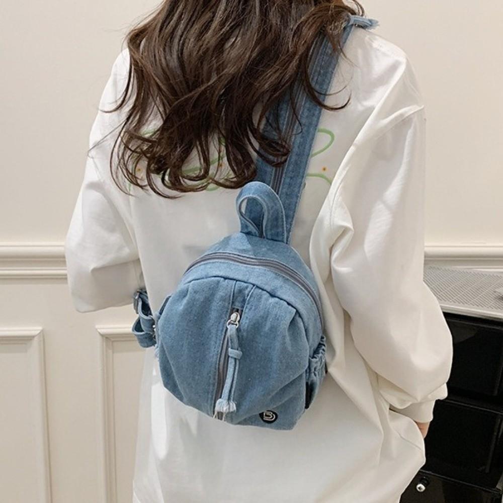 Soft Denim Denim Backpack Vintage Washed Multi Purpose Crossbody Bag Lightweight Versatile Travel Mini Purse Outdoor Travel