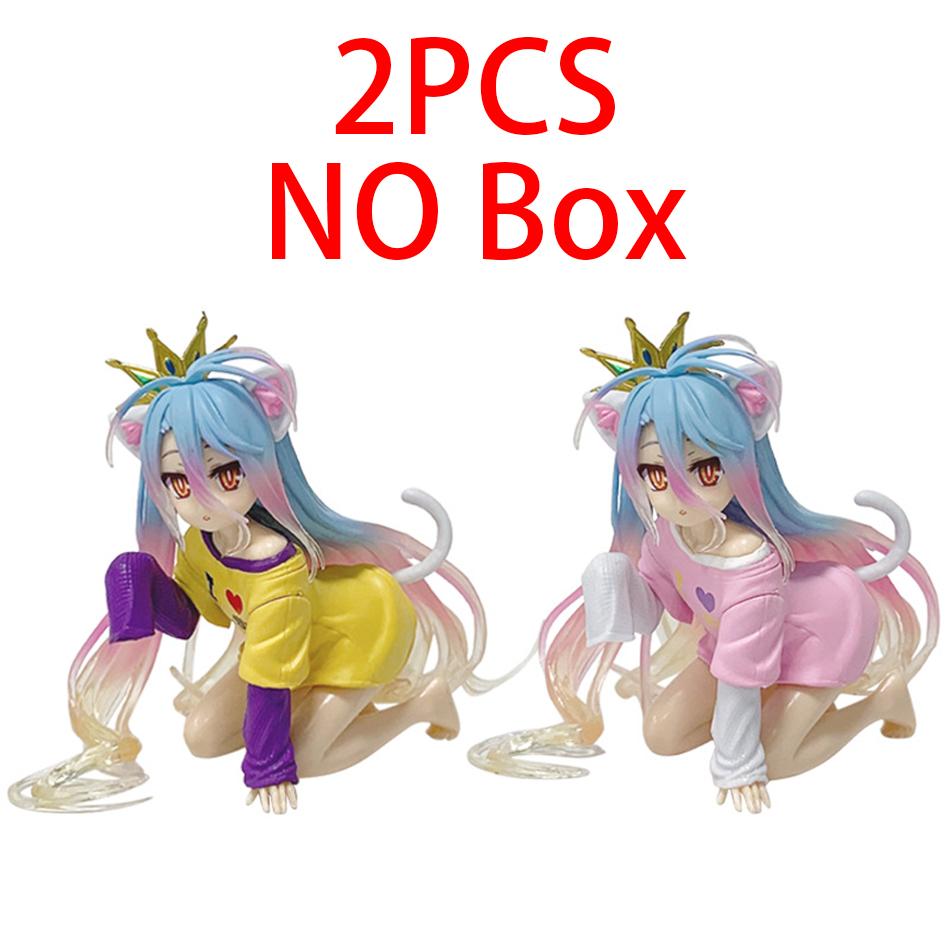 10cm In Stock Anime No Game No Life: Zero Shiro Desktop Cute Figure White To Cat Ear T-Shirt Model Toy Figures Ornaments Gifts