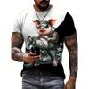 T-shirt da uomo estiva con stampa di animali arrabbiati, casual, a maniche corte, alla moda, streetwear, abbigliamento maschile oversize, t-shirt con scollo a giro