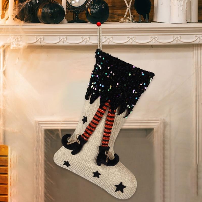 Eye Catching Halloween Themed Sock Unique Halloween Sock with Festival Pattern Soft Socks Ornament for Parties