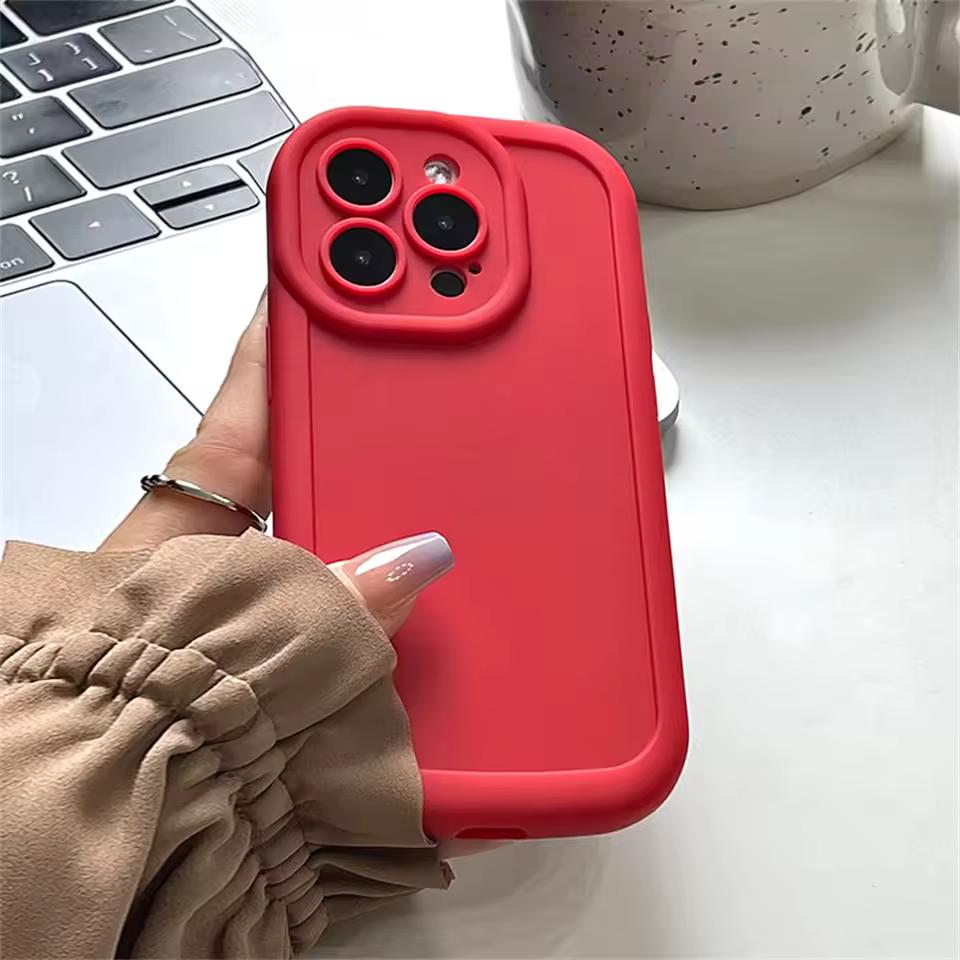 Silicone Case For iPhone 16 15 14 13 12 11 Pro Max X XR XS Max 8 7 Plus SE Camera Lens with Screen Protector Cover