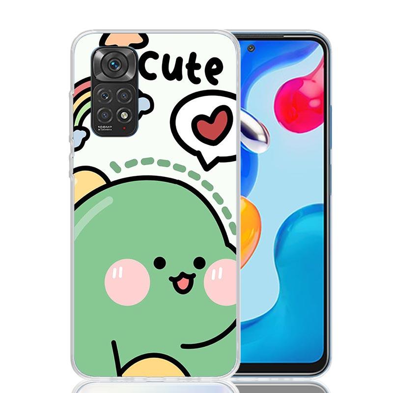 Dinosaur Cartoon Cute Phone Case For Xiaomi Redmi Note 15 14 13 12S 12 Pro Plus 11S 11E 11 11T 10S 10 Art Soft Pattern Cover Red