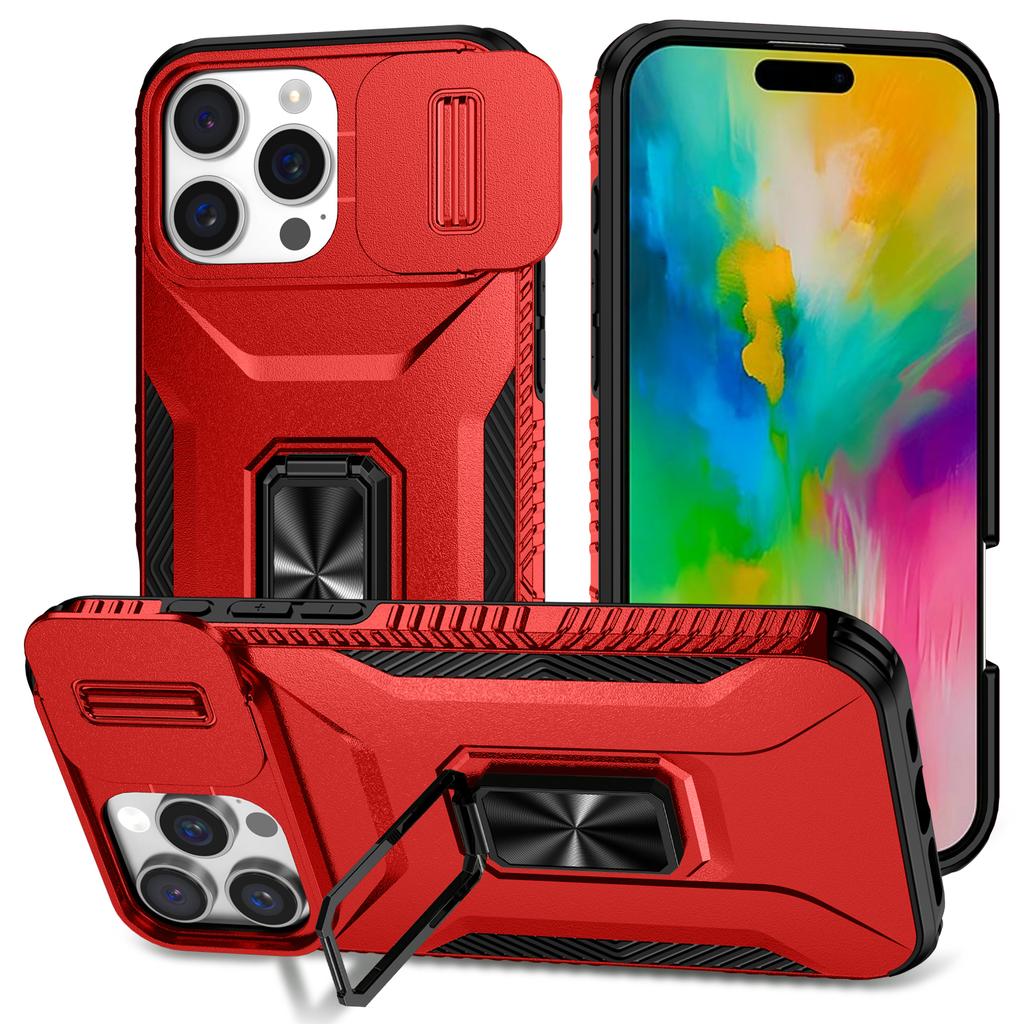 For iPhone 16 Pro Max Case Camshield Kickstand TPU+PC Phone Cover