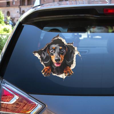 Fun-f294 Sevimli Kırık Köpek Cam Dolap Araba Güzelleştirici Dekoratif Pencere Sticker Uv