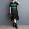 Spring and Summer Plus Size Women's T-shirt Dress Casual Wooden Ear Side Splicing Letter Printed Dresses