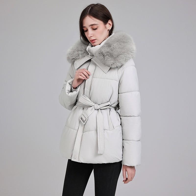 2026 Winter Korean Style Faux Fur Collar Cotton Puffer Coat Womens Loose Fit Warm Jacket