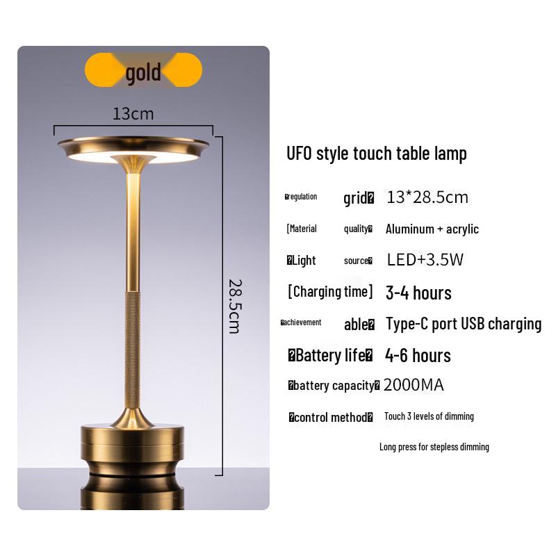 LED Desk Lamp with Adjustable Colors, Metal Design, Built-in Battery & USB Charging