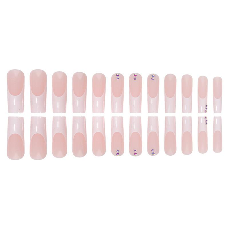 Disposable Press-On Nails With Rhinestone Accents French Tip White Edge Minimalist Style Glue Gel Adhesive Options