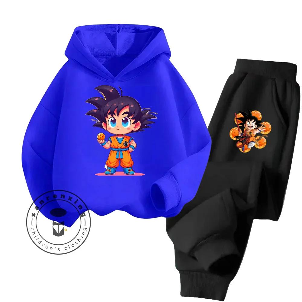 Dragon Ball Cartoon Themed Series Children Boys Girls Rich Elements Design Long Sleeve Hoodie Set Suitable for Fall Winter Wear