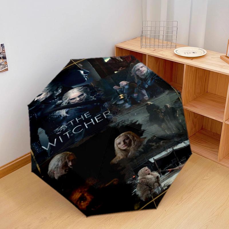 Witcher: Dark Warrior Automatic Umbrella - Suitable Travel Outdoor Portable Umbrella Birthday Gift Daily Essentials