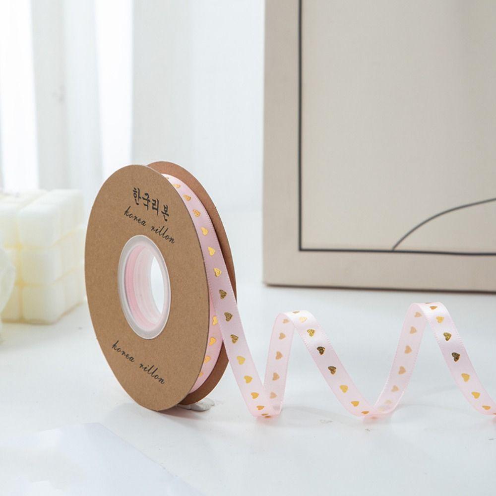 1cm*30 meters Valentine's Day Series Ribbon Love Printed Festive Atmosphere Ribbon Gold-stamped Heart Ribbons DIY New Year Gifts