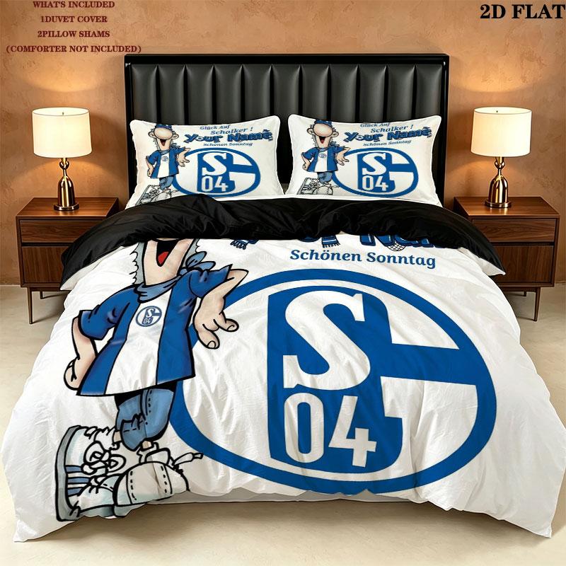 Schalke Fanartikel Benutzerdefinierter Namensmuster Bettwäsche Steppdecke Set Bettbezug Kissenbezug Heimgeschenk(1 Bettbezug + 2 Kissenbezüge, ohne Füllung)