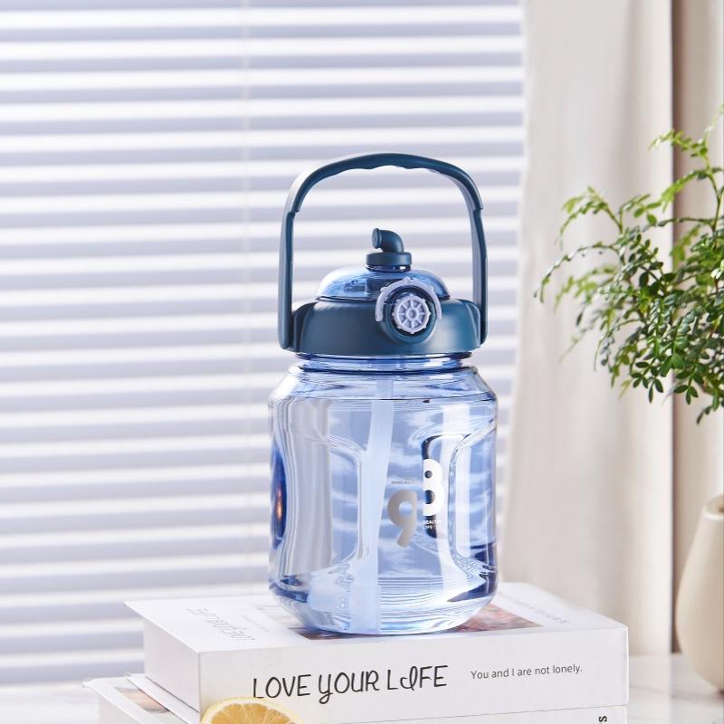 New Submarine Tons Barrel Tongqu Students Plastic Cups Straw Cups 1200ml Large-capacity Outdoor Portable Kettle.