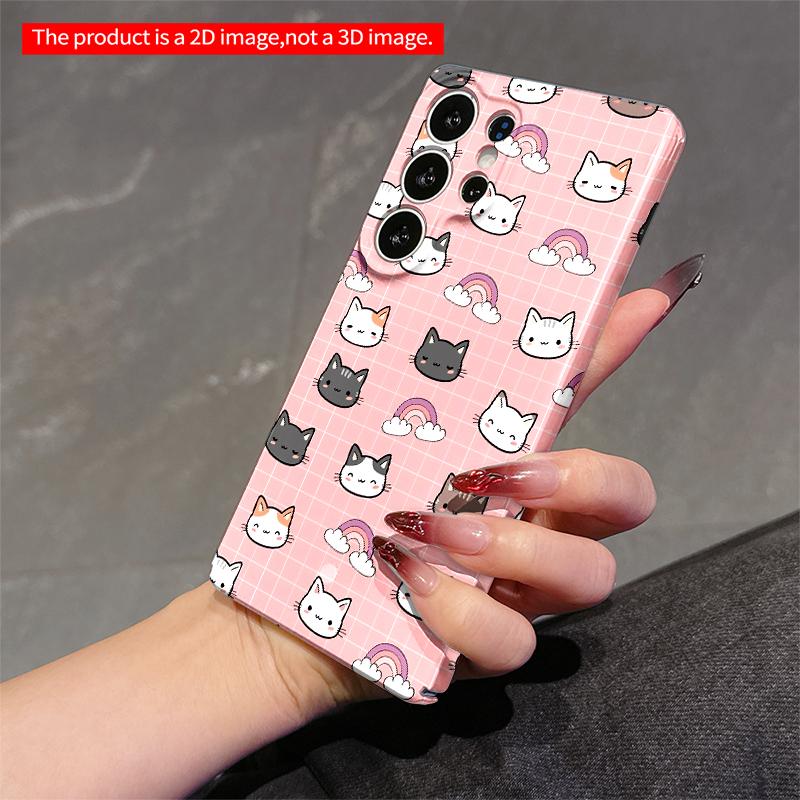 2DFlat Samsung phone case Kawaii Cat and Rainbow Pattern Phone Case Applicable to Galaxy S22 S23 S24 S25ULTRA S26 A12 A13 A14 A15 A16