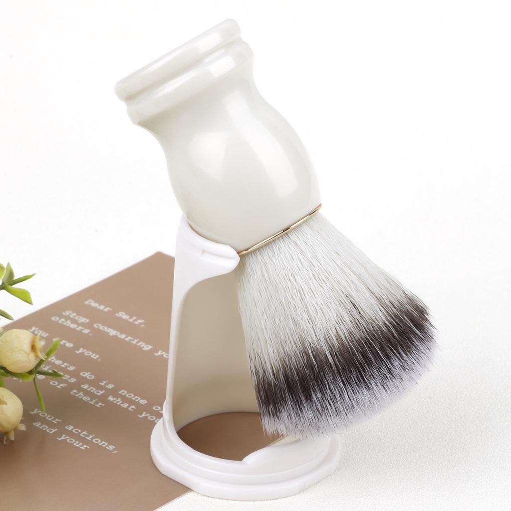 Klasyczny Zestaw Szczotek do Brody Męskiej: Miękka Szczotka do Mycia i Golenia z Miseczką do Spieniania i Vintage Stojakiem.