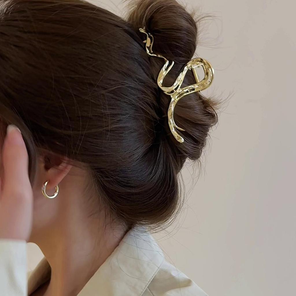 Liquid Metal Lines Large Grab Clip Hair Volume Multi-Disc Hair Shark Clip 2025 Temperament Hairpin