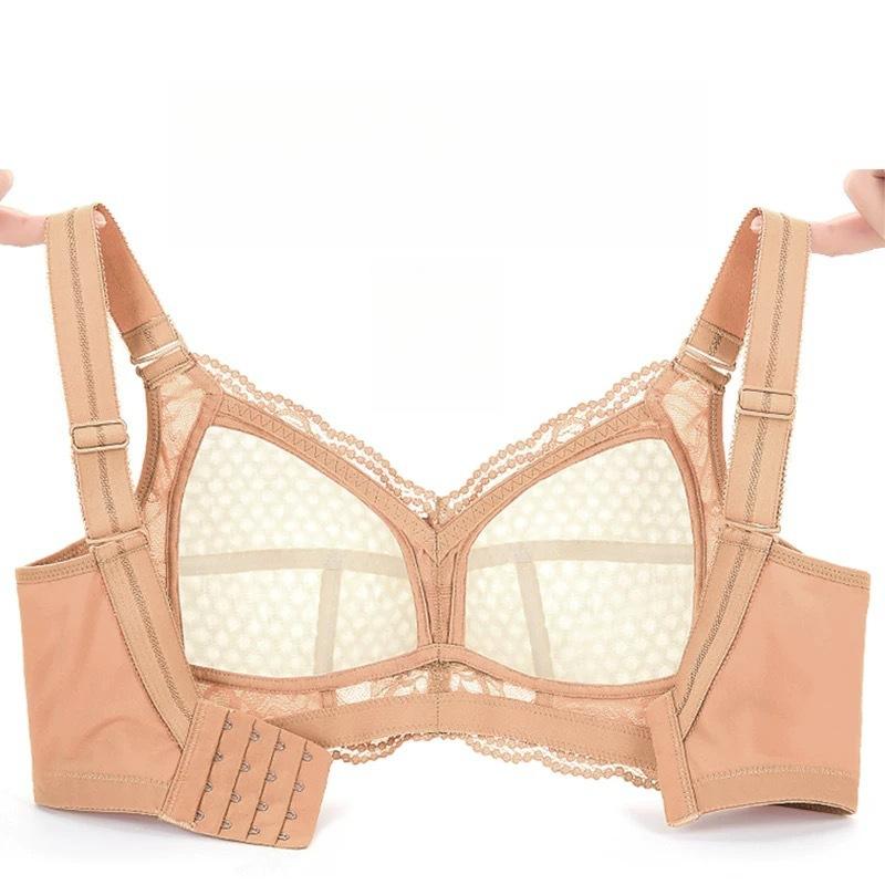 Women's Full-face Cup Thin Cup Bra Without Underwire Comfortable Breathable and Sexy Lace Plate-size Underwear