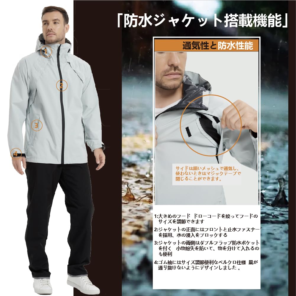 TopKylin Regen Golf Regenmantel Perfekt für Outdoor und Schule Größe Herrenanzug, Regenbekleidung, Set, Atmungsaktiv, Wasserdicht, Winddicht, Aktivitäten, Wandern,