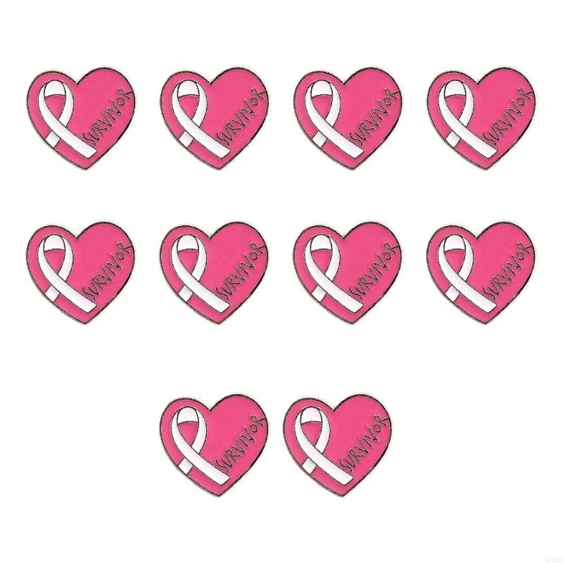 10Pcs Awareness Brooch Heart Lapel Pins for Clothing Embellishments розовый
