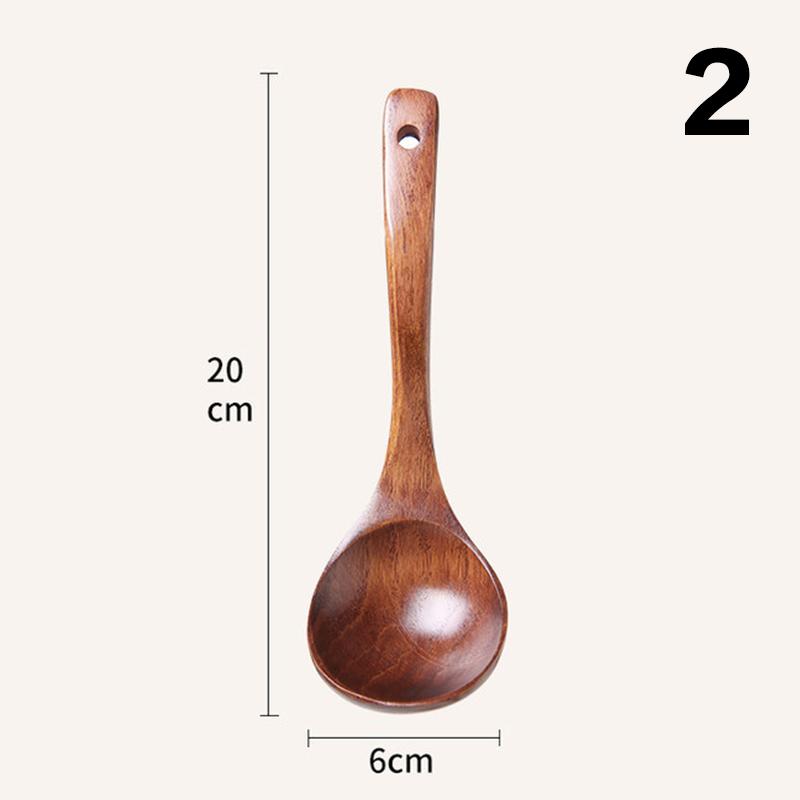 1Pieces Wooden Spoon Soup Ladle Kitchen Utensils Tableware Cooking Catering Supplies Non Stick Pot Outdoor Tableware