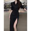 Summer Women's Fashion 2026 New Style Petite Slit Long Dress French Style Elegant High-End Look Super Stylish Shirt Dress
