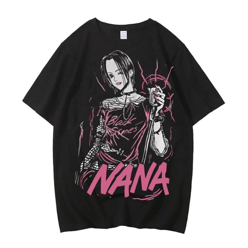 T-shirt in cotone Black Stones Nana Osaki da uomo Y2k grafica Estetica pastello T-shirt anni 2000 kawaii Anime pastello Anni 2000 Comoda