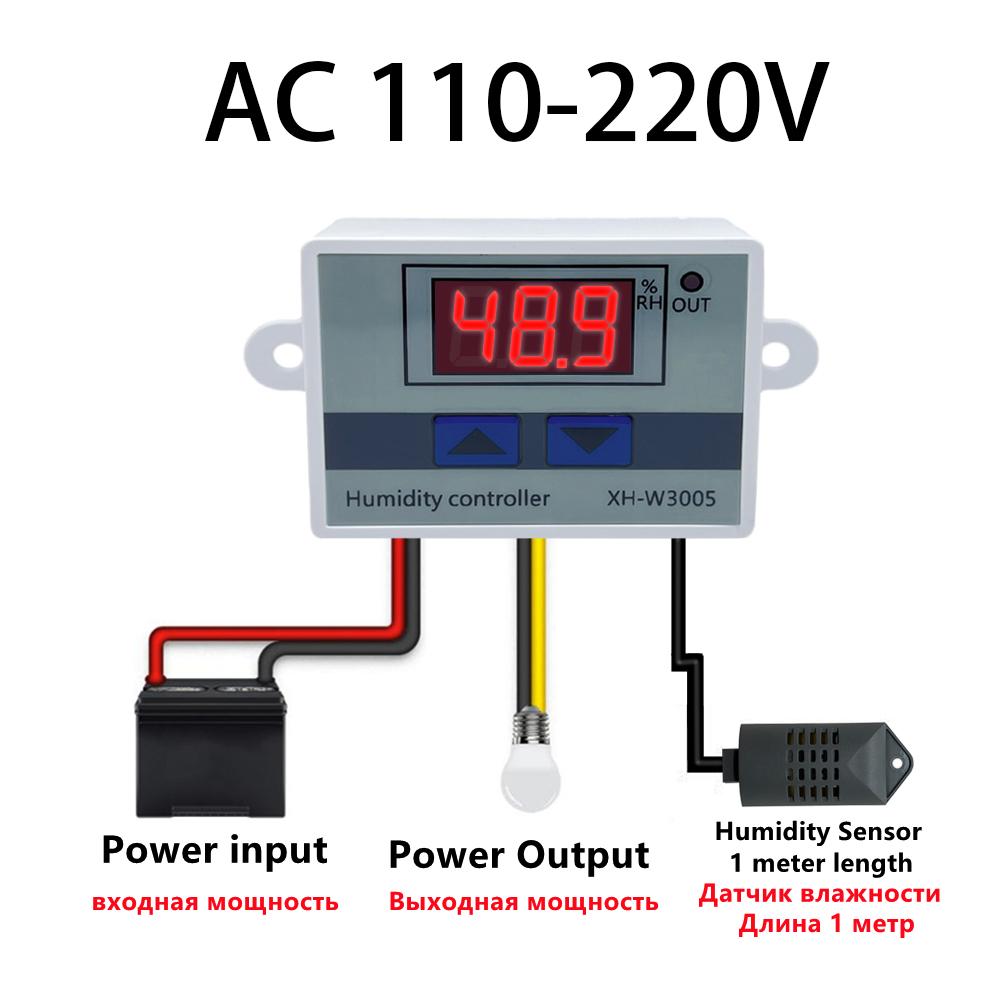 

Digital Humidity Controller XH-W3005 12V 24V 220V Humidistat Hygrometer Humidity Control Switch Regulator + Humidity Sensor