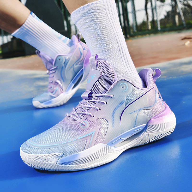 Luminous high-top basketball shoes men's actual combat cement boots teenagers junior high school students big children sports shoes