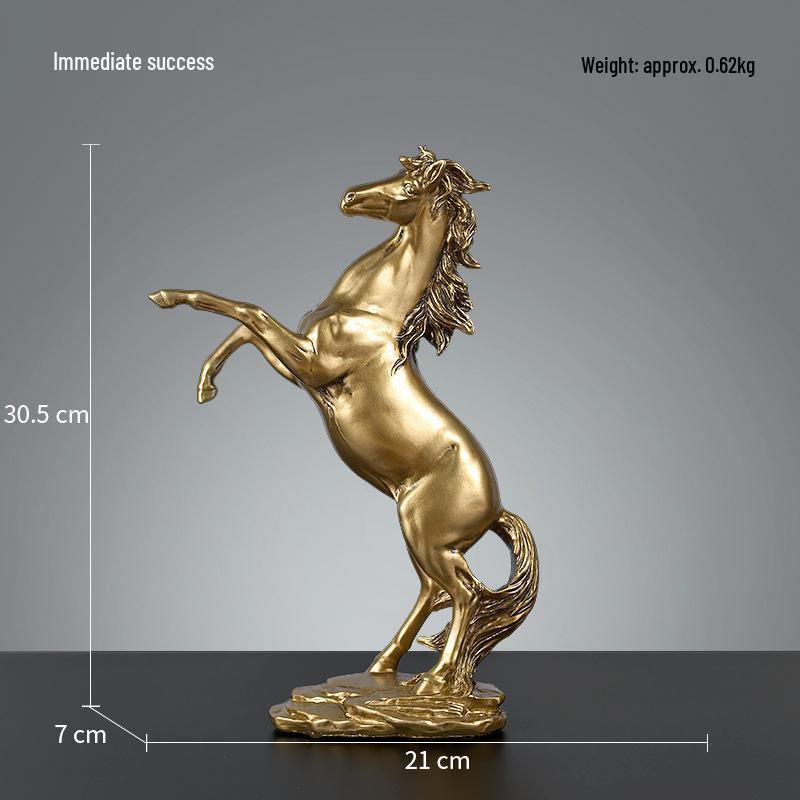 Elegant Gold Copper Horse Figurine: Success Symbol for Study & New Home Decor