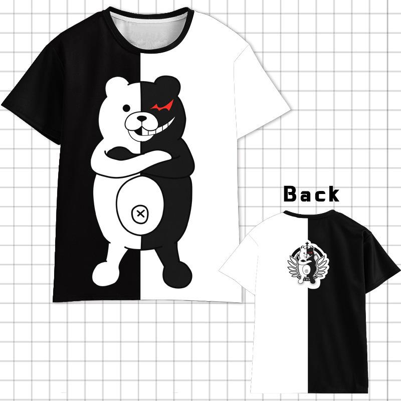 

Летняя новая футболка с коротким рукавом 3D цифровая печать черно-белый медведь аниме футболка с коротким рукавом повседневная рубашка для мужчин и женщин 3217 6XL