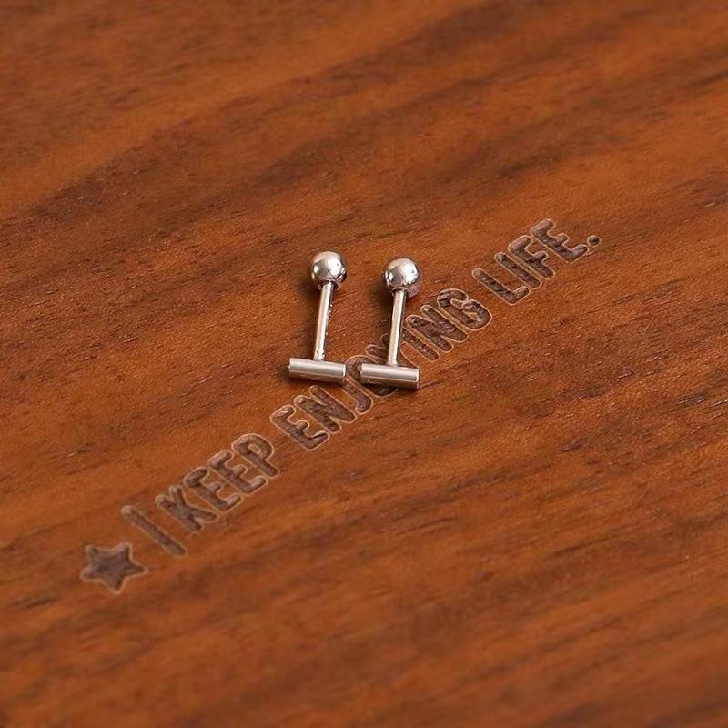 Ear Piercing One-word Earrings Screw-buckle Female Students Simple and Versatile Ear Bone Nail Earrings