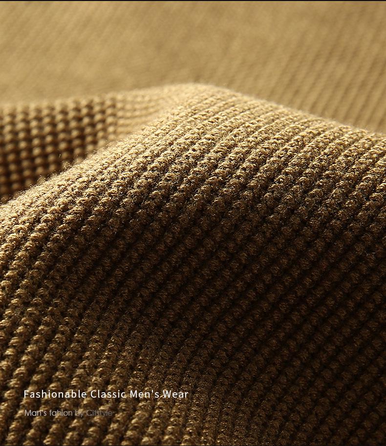 Men's Long Sleeve Round Neck Knit Sweater - Spring & Autumn Style, Fashionable Waffle Knit for Young and Middle-aged Individuals