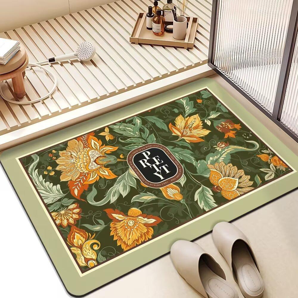 American Flower Light Luxury Advanced Sense Bathroom Absorbent Mat Dirty Non-slip Mat Toilet Quick Dry Good Care Door Mat