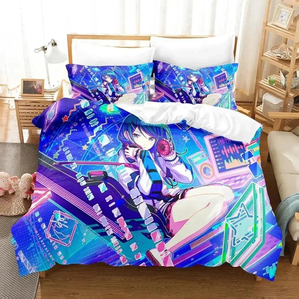 Anime Hoshino Ichika Project Sekai Bedding Collection Duvet Cover Bed Collection Quilt Cover Pillowcase Comforter King Queen Size Boys Adult