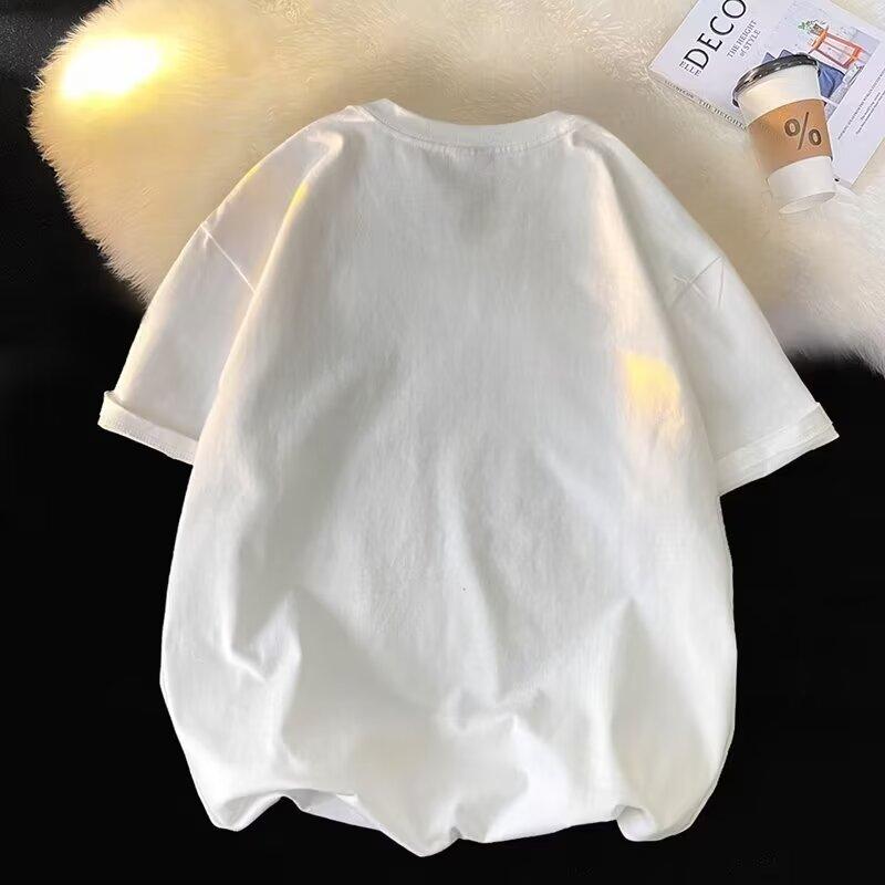 Men'S Trendy Letter Round Neck Printed Short Sleeved T-Shirt For Summer Ins Loose Casual Top
