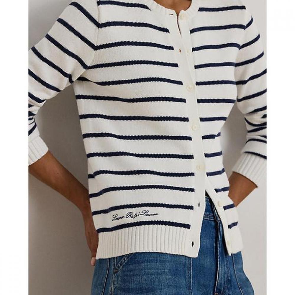 Lauren Ralph Lauren Striped Cotton Cardigan Model  Wmlrswes6820875100