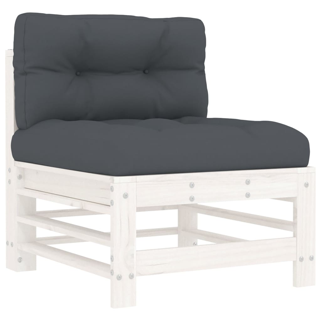 7 piece Garden Lounge Set with Cushions White Solid Wood